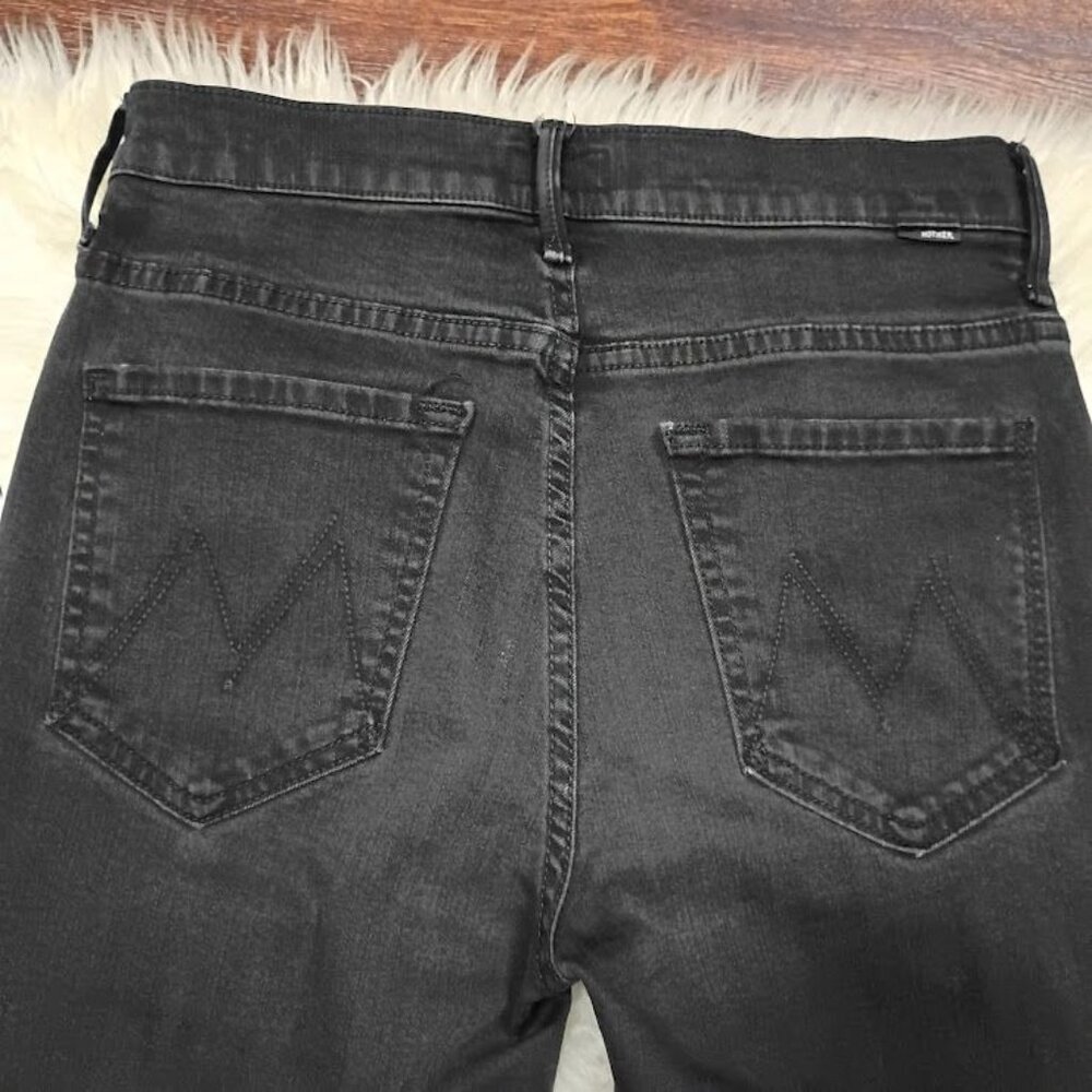 Mother Insider Crop Black Jeans Wash Size 27  Denim Mid-Rise Raw Hem - Picture 12 of 15
